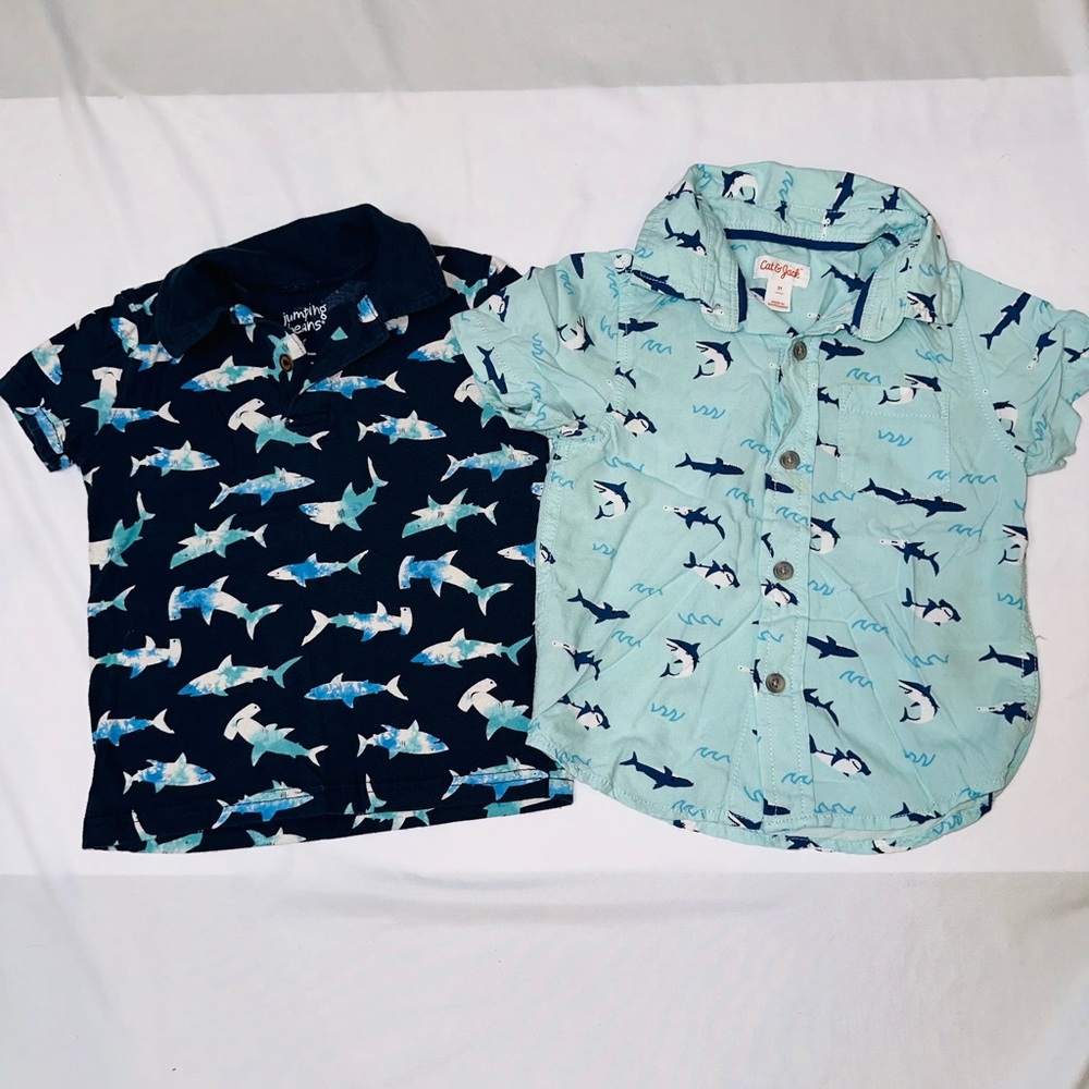 Cat& Jack/ Jumping Beans Toddler Boy Shark Shirt Bundle (B7)